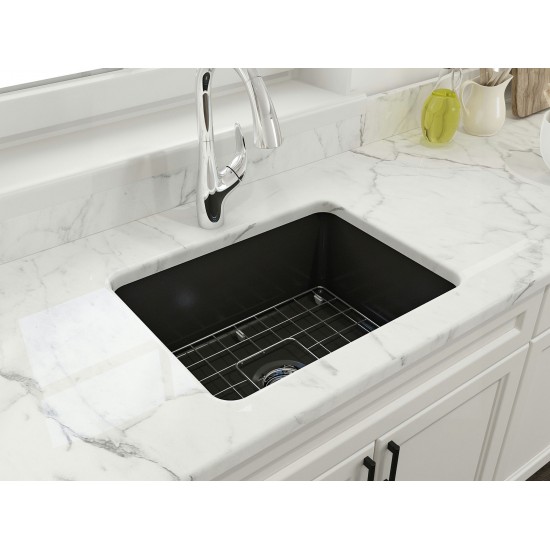 Sotto Dual-Mount Fireclay 24 in. Single Bowl Kitchen Sink in Matte Black