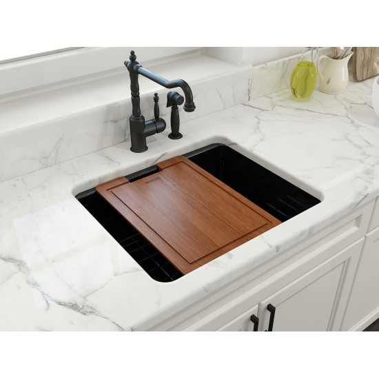 Sotto Dual-Mount Fireclay 24 in. Single Bowl Kitchen Sink in Black