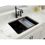 Sotto Dual-Mount Fireclay 24 in. Single Bowl Kitchen Sink in Black