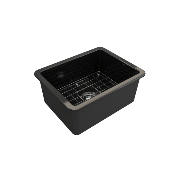 Sotto Dual-Mount Fireclay 24 in. Single Bowl Kitchen Sink in Black