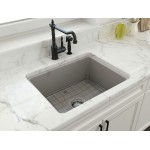 Sotto Dual-Mount Fireclay 24 in. Single Bowl Kitchen Sink in Matte Gray