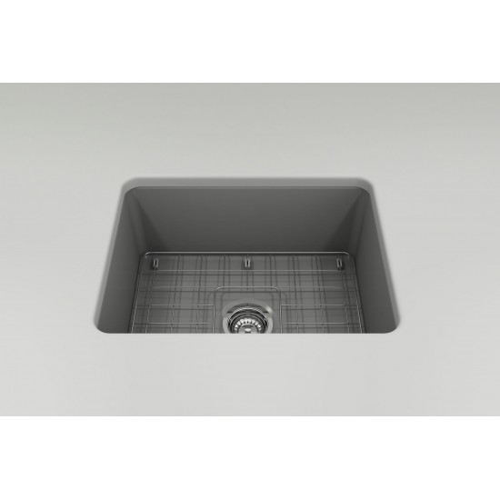 Sotto Dual-Mount Fireclay 24 in. Single Bowl Kitchen Sink in Matte Gray