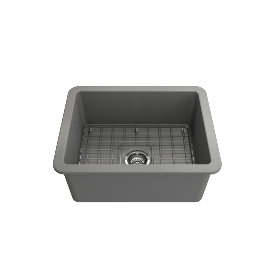 Sotto Dual-Mount Fireclay 24 in. Single Bowl Kitchen Sink in Matte Gray