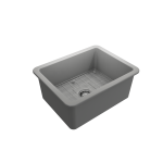 Sotto Dual-Mount Fireclay 24 in. Single Bowl Kitchen Sink in Matte Gray