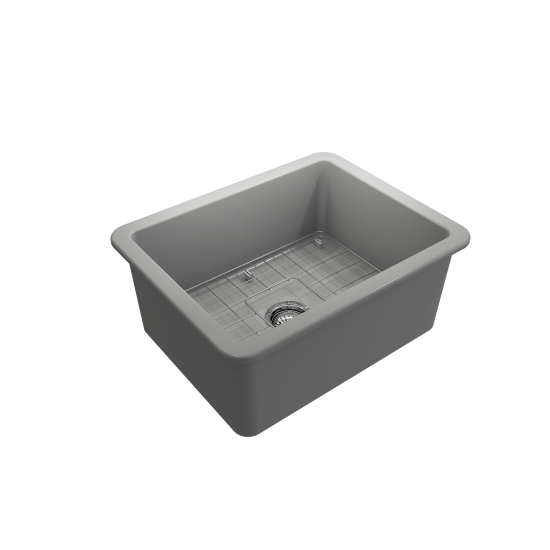 Sotto Dual-Mount Fireclay 24 in. Single Bowl Kitchen Sink in Matte Gray