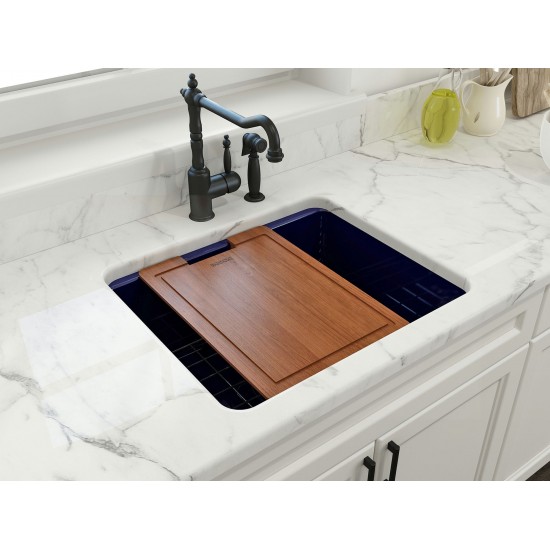 Sotto Dual-Mount Fireclay 24 in. Single Bowl Kitchen Sink in Sapphire Blue