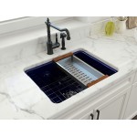 Sotto Dual-Mount Fireclay 24 in. Single Bowl Kitchen Sink in Sapphire Blue