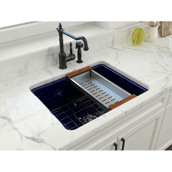 Sotto Dual-Mount Fireclay 24 in. Single Bowl Kitchen Sink in Sapphire Blue