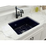 Sotto Dual-Mount Fireclay 24 in. Single Bowl Kitchen Sink in Sapphire Blue