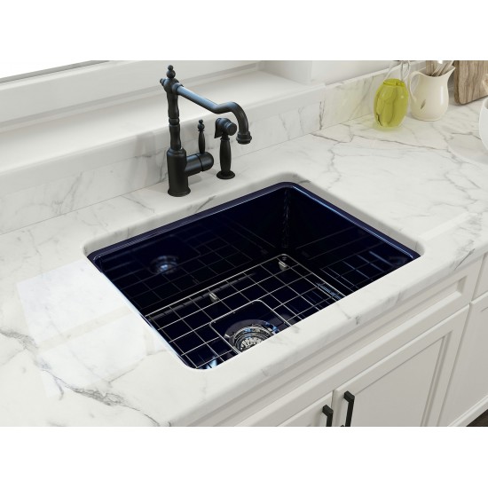 Sotto Dual-Mount Fireclay 24 in. Single Bowl Kitchen Sink in Sapphire Blue