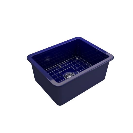 Sotto Dual-Mount Fireclay 24 in. Single Bowl Kitchen Sink in Sapphire Blue