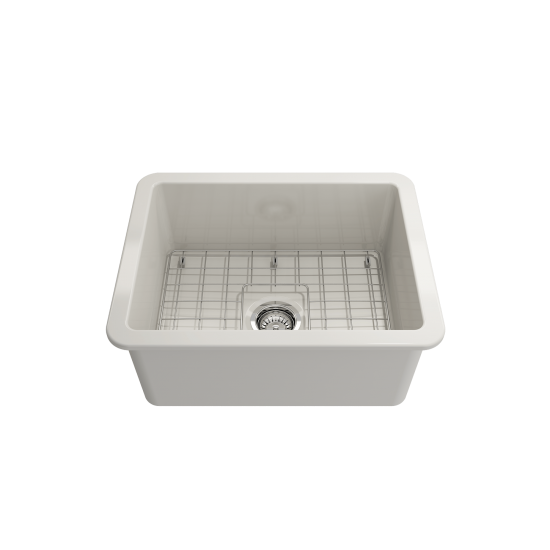 Sotto Dual-Mount Fireclay 24 in. Single Bowl Kitchen Sink in Biscuit