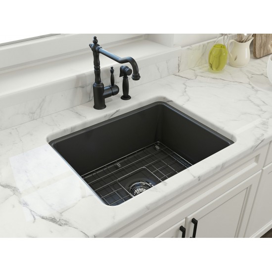 Sotto Dual-Mount Fireclay 24 in. Single Bowl Kitchen Sink in Matte Dark Gray