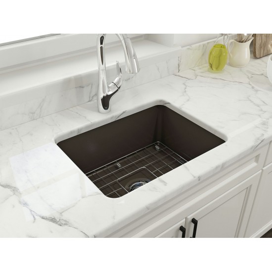 Sotto Dual-Mount Fireclay 24 in. Single Bowl Kitchen Sink in Matte Brown