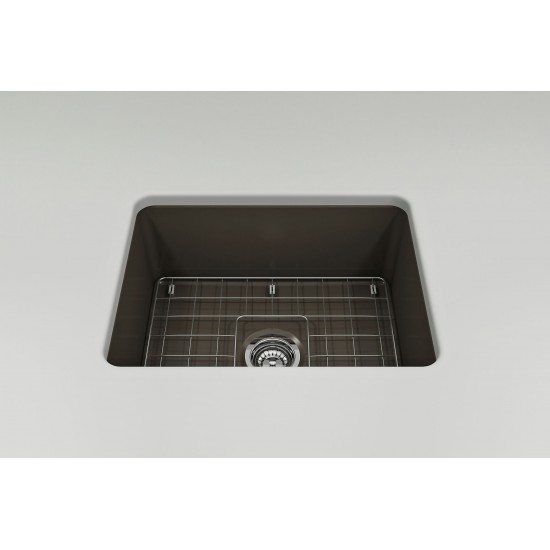 Sotto Dual-Mount Fireclay 24 in. Single Bowl Kitchen Sink in Matte Brown