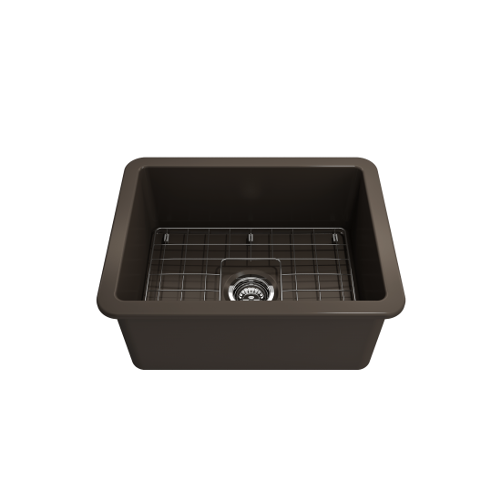 Sotto Dual-Mount Fireclay 24 in. Single Bowl Kitchen Sink in Matte Brown