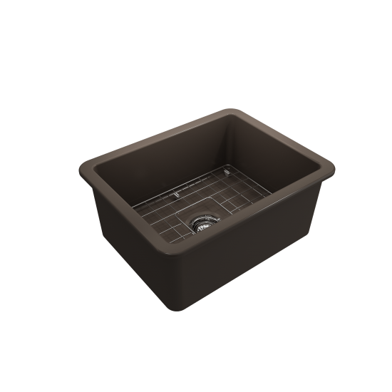 Sotto Dual-Mount Fireclay 24 in. Single Bowl Kitchen Sink in Matte Brown