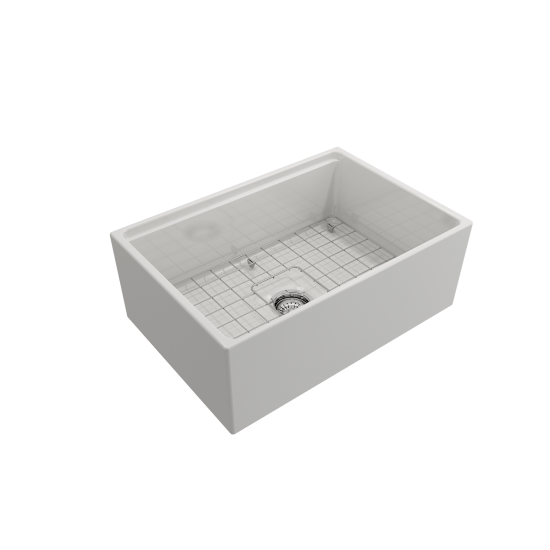 Contempo Step-Rim Apron Front Fireclay 27 in. Single Bowl Kitchen Sink in White