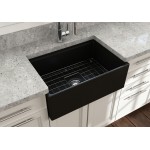 Contempo Step-Rim Apron Front Fireclay 27 in. Single Kitchen Sink in Matte Black