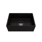 Contempo Step-Rim Apron Front Fireclay 27 in. Single Kitchen Sink in Matte Black