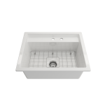 Baveno Uno Dual-Mount with Workstation Fireclay 27 in. Single Bowl in White