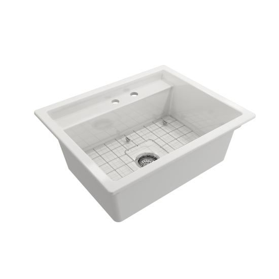 Baveno Uno Dual-Mount with Workstation Fireclay 27 in. Single Bowl in White