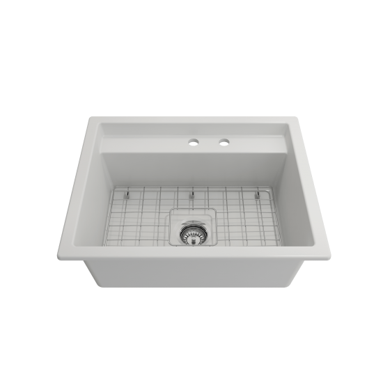 Baveno Uno Dual-Mount with Workstation Fireclay 27 in. in Matte White