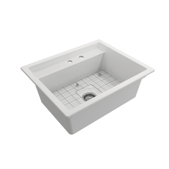 Baveno Uno Dual-Mount with Workstation Fireclay 27 in. in Matte White