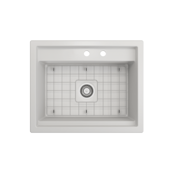 Baveno Uno Dual-Mount with Workstation Fireclay 27 in. in Matte White