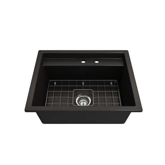 Baveno Uno Dual-Mount with Workstation Fireclay 27 in. in Matte Black