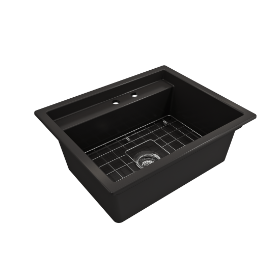 Baveno Uno Dual-Mount with Workstation Fireclay 27 in. in Matte Black