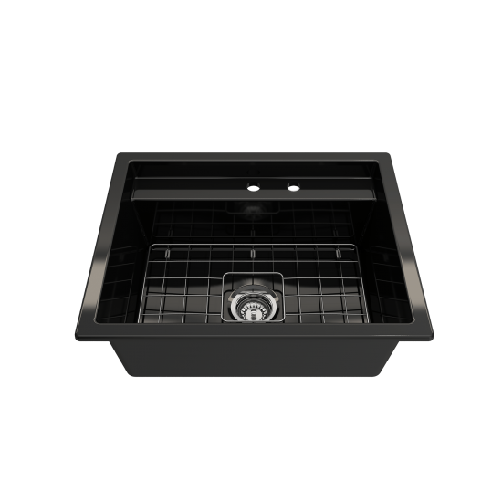 Baveno Uno Dual-Mount with Workstation Fireclay 27 in. in Black