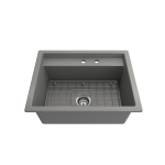 Baveno Uno Dual-Mount with Workstation Fireclay 27 in. in Matte Gray