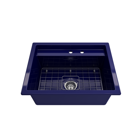 Baveno Uno Dual-Mount with Workstation Fireclay 27 in. in Sapphire Blue