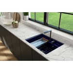 Baveno Uno Dual-Mount with Workstation Fireclay 27 in. in Sapphire Blue