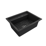 Baveno Uno Dual-Mount with Workstation Fireclay 27 in. in Matte Dark Gray