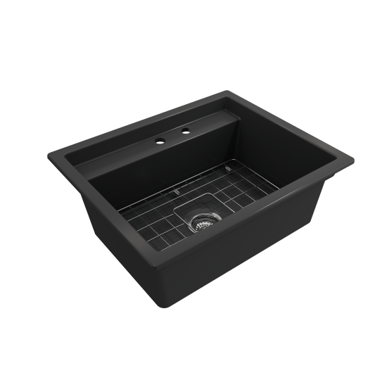 Baveno Uno Dual-Mount with Workstation Fireclay 27 in. in Matte Dark Gray