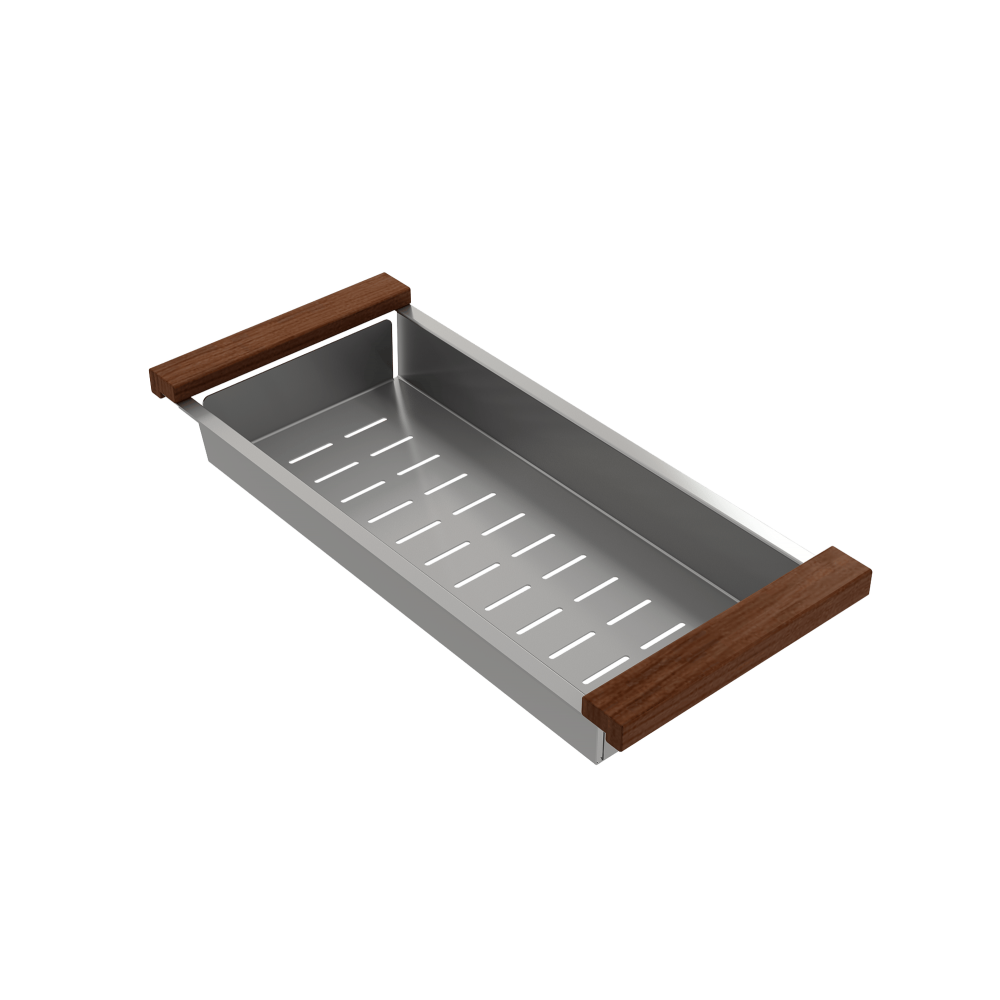 Deep Colander w/ Wooden Sapele Mahogany Handles for 1616, 1618 & 1633 sinks Deep Colander w/ Wooden Sapele Mahogany Handles for 1616, 1618 & 1633 sinks