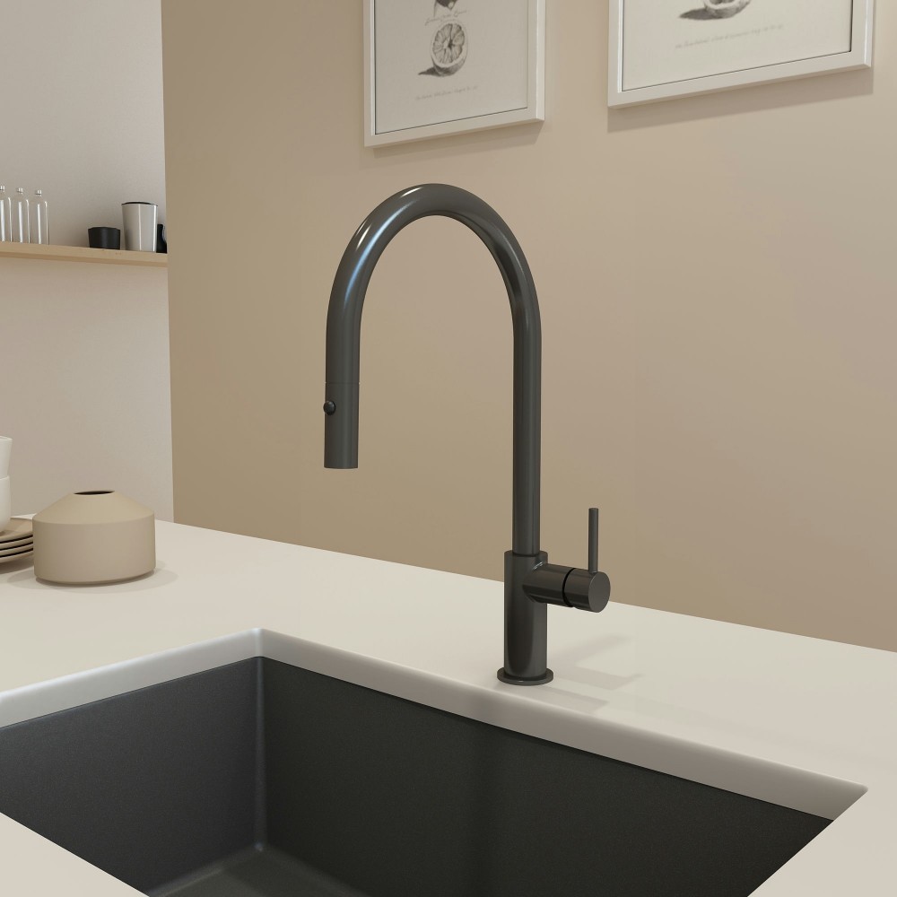 Baveno Duo Pull-Down Kitchen Faucet in Gun Metal