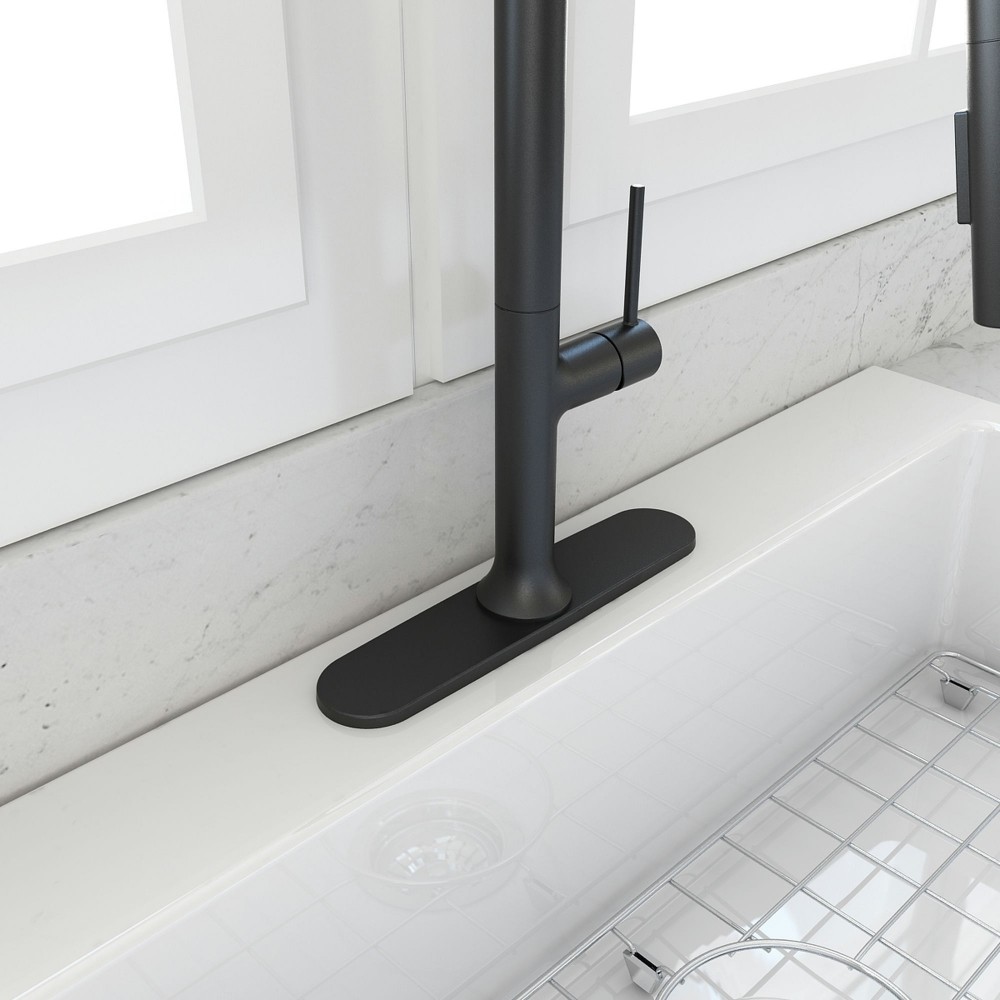 Modern Kitchen Faucet Deck Plate Matte Black