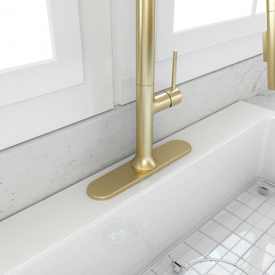 Modern Kitchen Faucet Deck Plate Brushed Gold