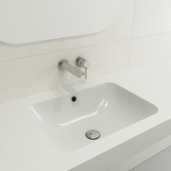 Scala Undermount Sink Fireclay 21.75 in. with Overflow in Matte White