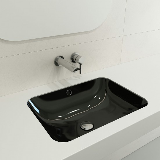 Scala Undermount Sink Fireclay 21.75 in. with Overflow in Black