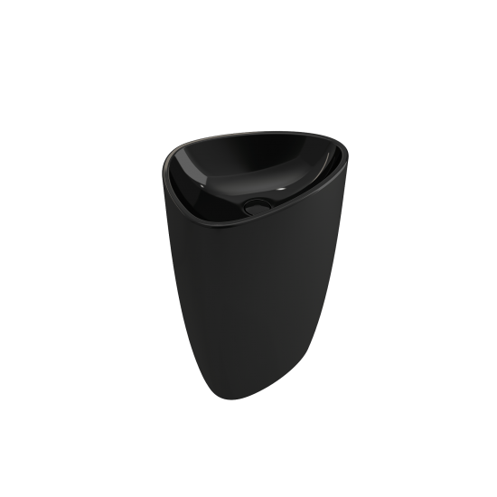 Etna Monoblock Pedestal Sink Fireclay 33.75 in. with Drain Cover in Black