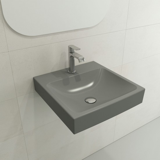 Scala Arch Wall-Mounted Sink Fireclay 19 in. 1-Hole in Matte Gray