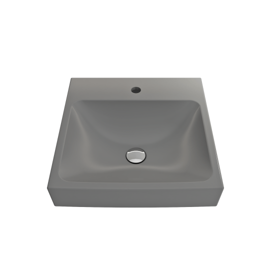 Scala Arch Wall-Mounted Sink Fireclay 19 in. 1-Hole in Matte Gray