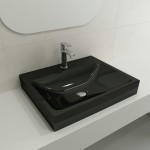 Scala Arch Wall-Mounted Sink Fireclay 23.75 in. 1-Hole in Black