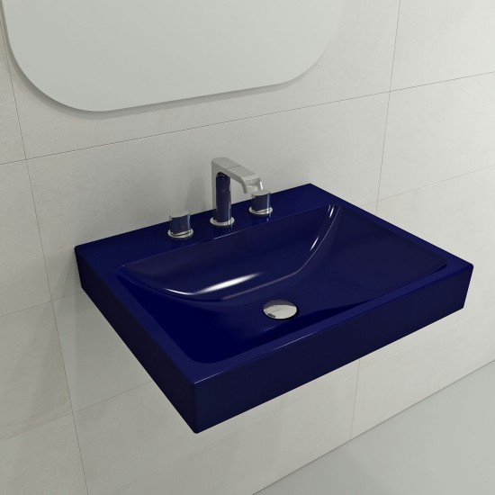 Scala Arch Wall-Mounted Sink Fireclay 23.75 in. 3-Hole in Sapphire Blue