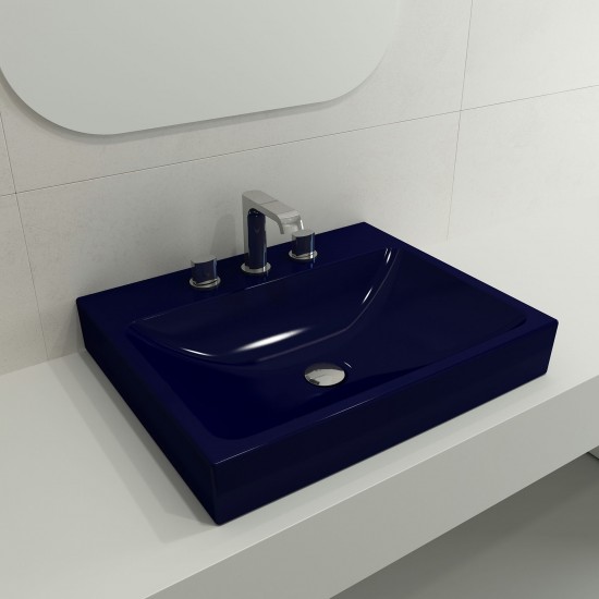 Scala Arch Wall-Mounted Sink Fireclay 23.75 in. 3-Hole in Sapphire Blue