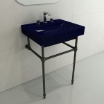 Scala Arch Wall-Mounted Sink Fireclay 23.75 in. 3-Hole in Sapphire Blue